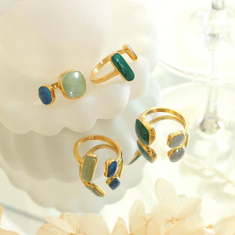 Oem Custom Capacity Accept French enamel personality oil dripping open ring Fashion ring