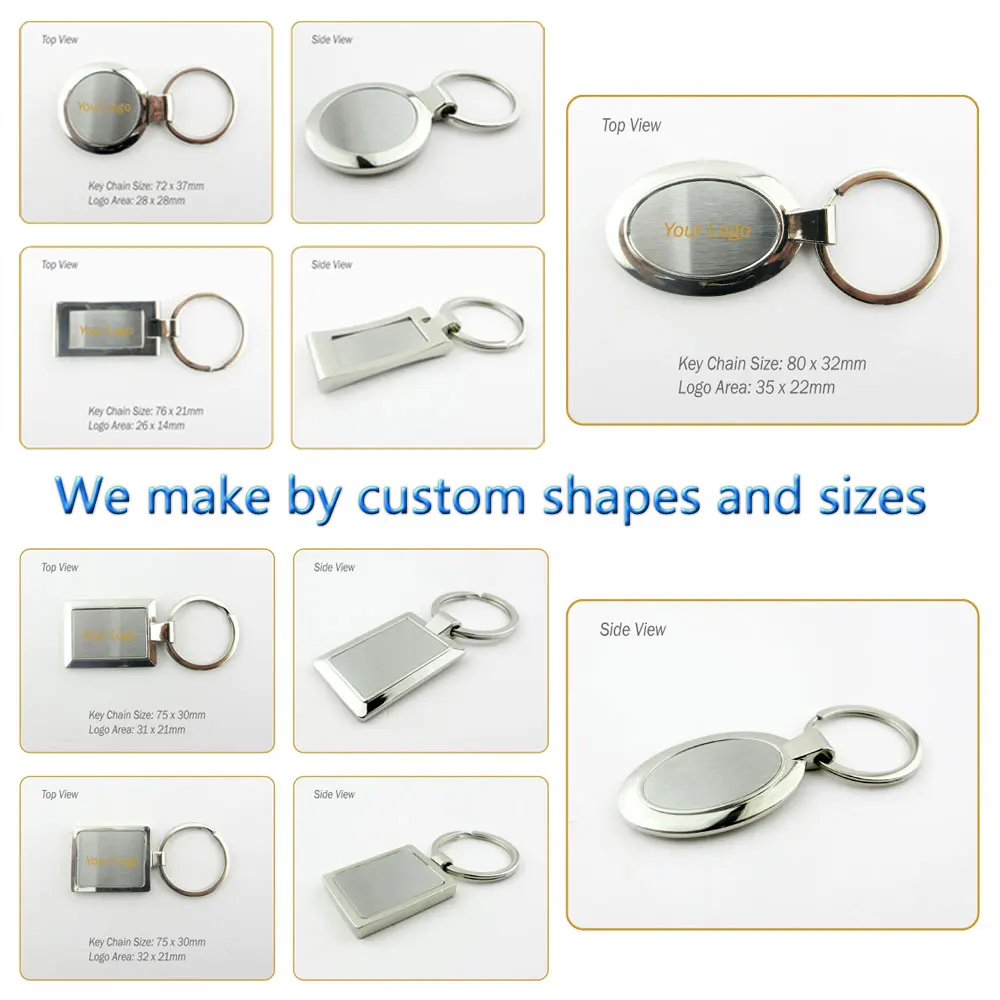 Wholesale laser engraving logo business gift keychains souvenir key chain metal rotating blank keychains for vehicles
