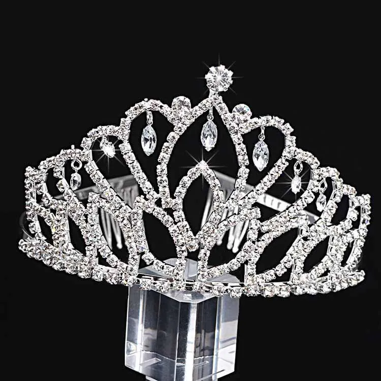 Princess Rhinestone Claw Chain Tiaras Bride Crown Head Jewelry (1600457935956)