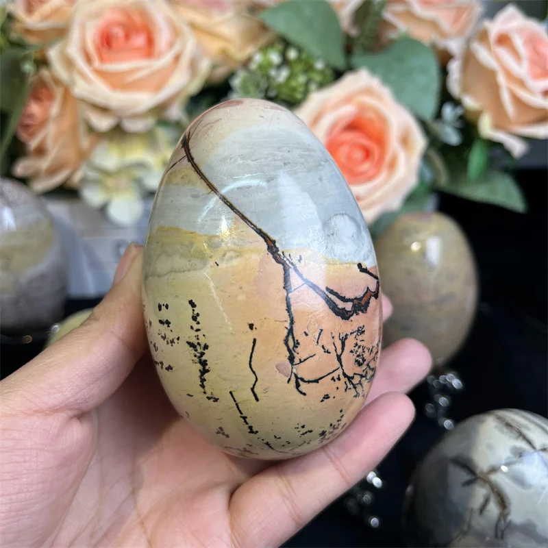 Wholesale Bulk Yoni Egg Dinosaur Egg Crystal Crafts Picture Stone Egg For Spiritual Healing