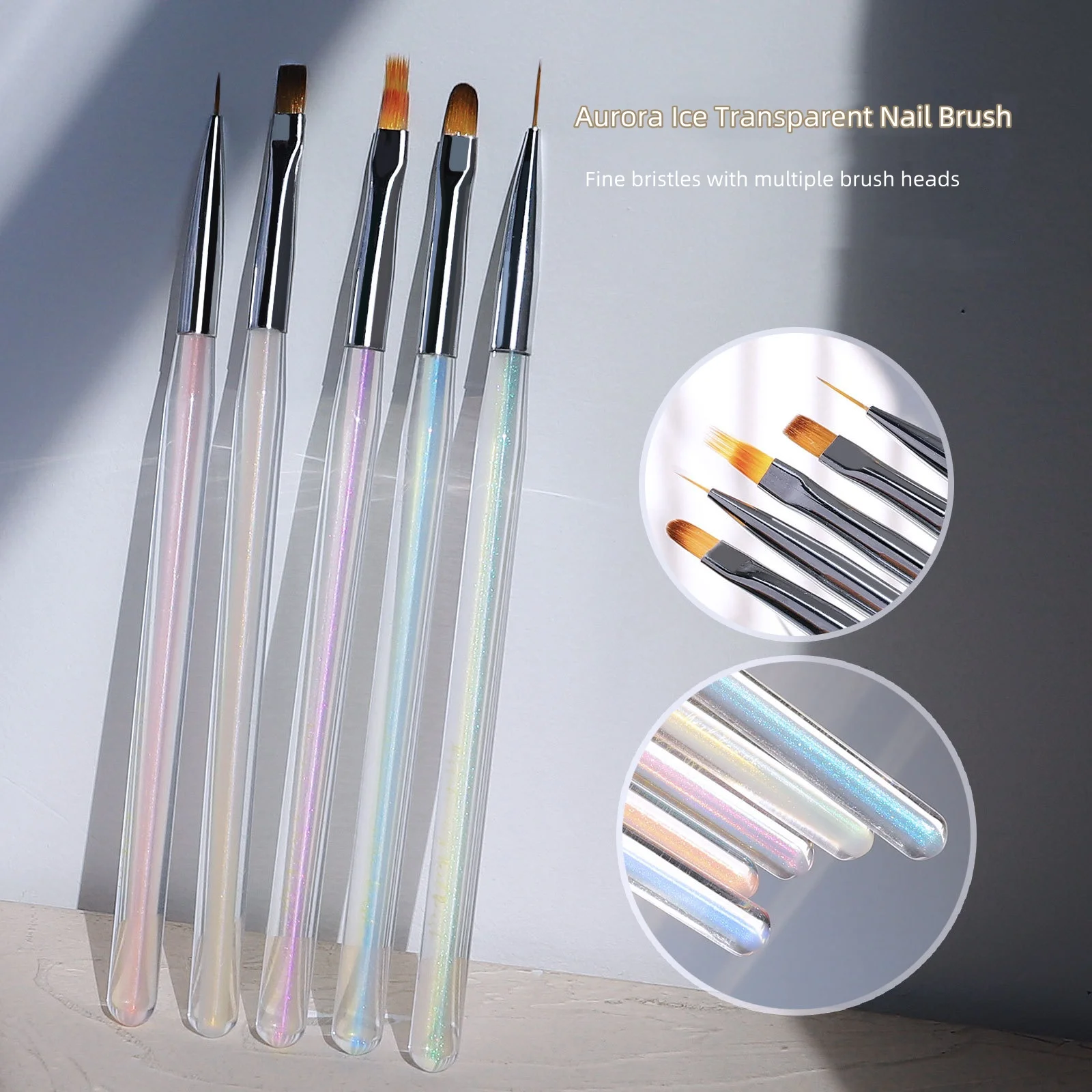 Hot Nail Brushes Japan Custom Logo Manicure Colorful Handle Acrylic Luxury Nail Art Brush Set For Salon