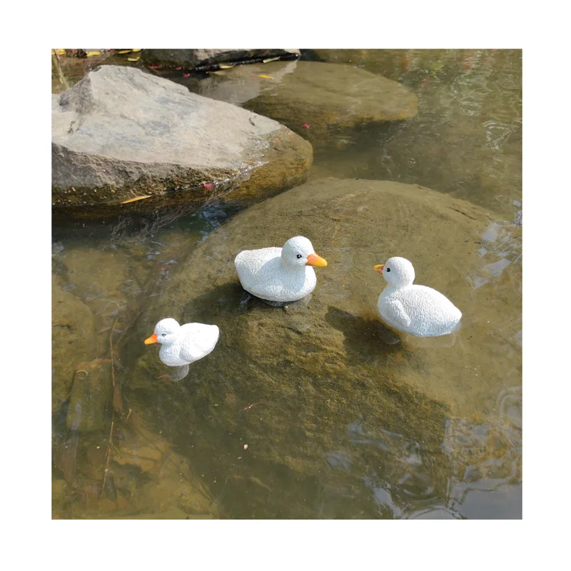 Cute Duck Statue Resin Fairy Garden Miniatures Animal Model Figures Landscape Figure Floating Pond Decoration