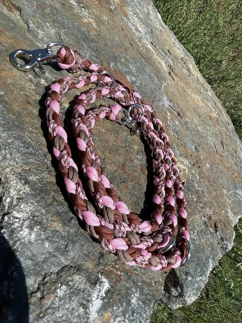 wholesale pet products Braided Hands Free Running Double Thick tactical Paracord Rope Dog Leash