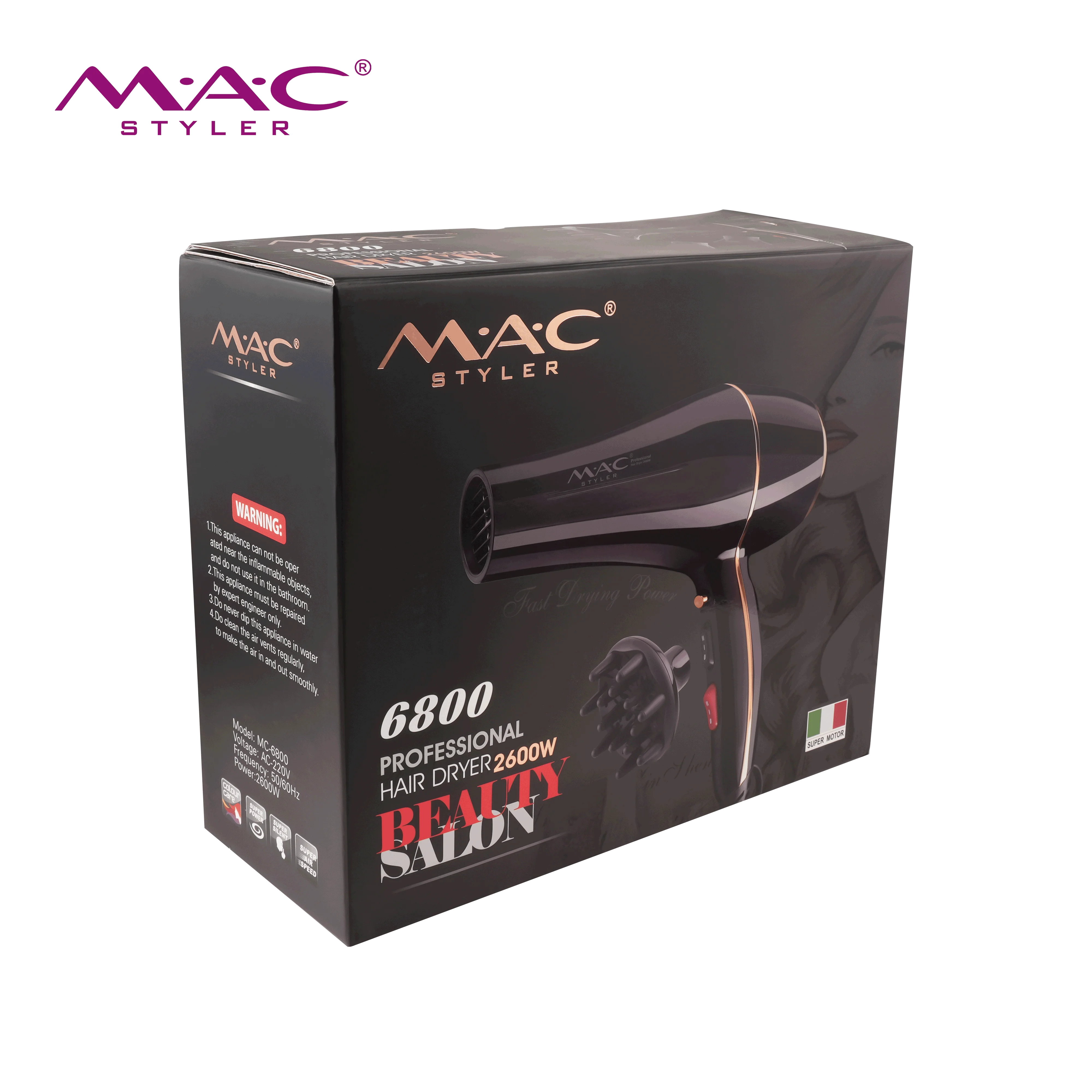 High Power Salon Hair Dryer Hotel Home Styling Tools Customized Private Logo Professional High Speed Hair Dryer