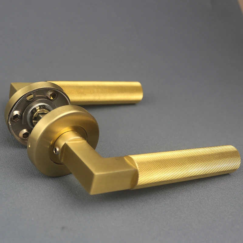 German luxury Brushed gold Stainless steel engrave art rosette door lever handle