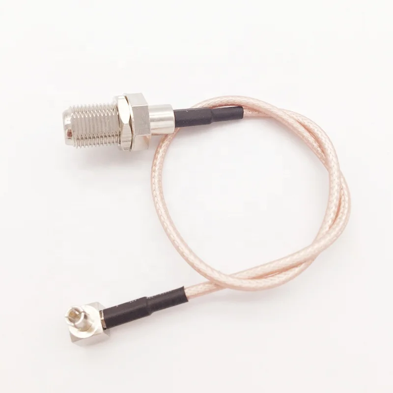 Custom Made TS9 Male Right Angle to F Bulkhead Female RF Cable RG316