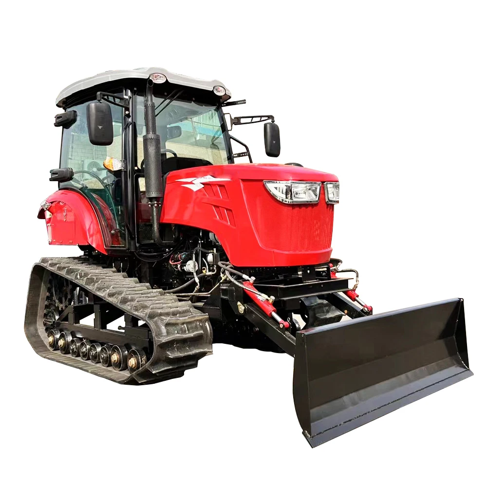 China Factory Outlet Agricultural Mini Rubber Crawler Tractor 90hp 100hp Diesel Engine Rotary Tiller With Seeder