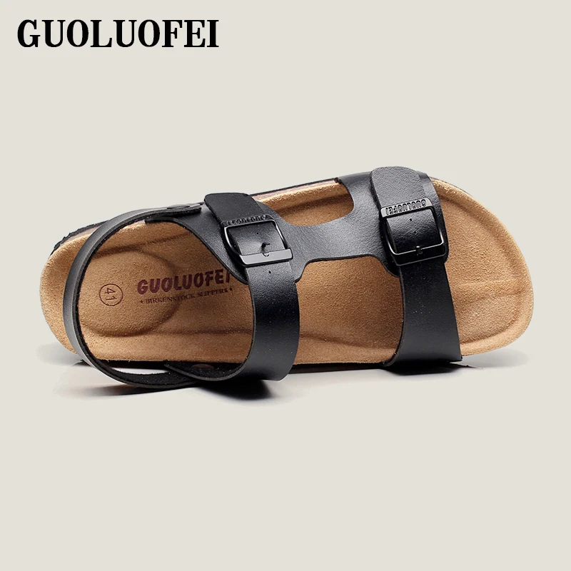 casual cork sandals men flat leather men sandals pu summer sandals for men