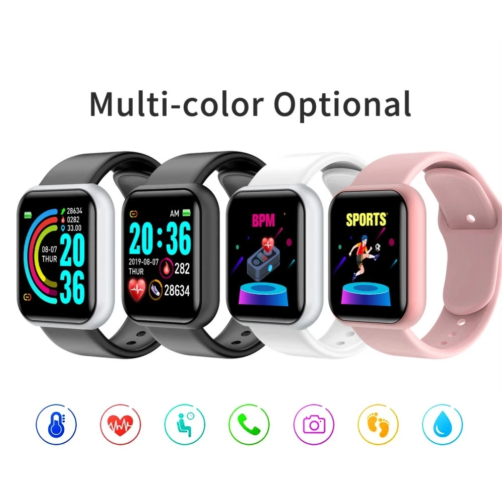 Y68 Smart Watch Men Women Blood Pressure Heart Rate Monitor BT Fitness D20 Watch Smart Bracelet For Android IOS