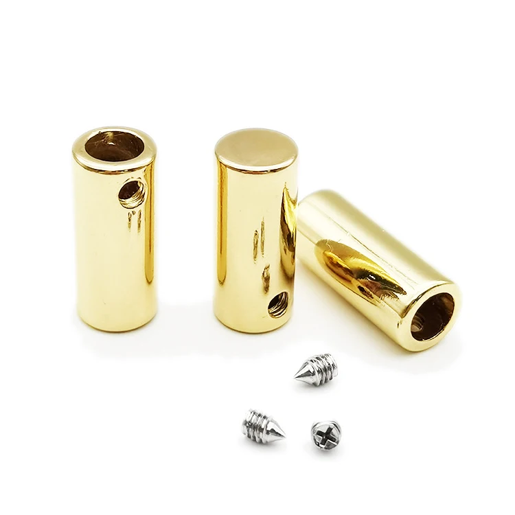 Custom zinc alloy drawstring cord end caps rope stopper tube end for garments