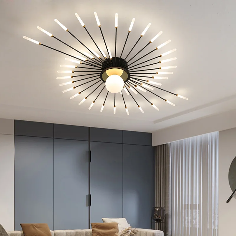 Modern Luxury Indoor Home Bedroom Living Room Gold Bulbs Led Chandelier Ceiling Lights