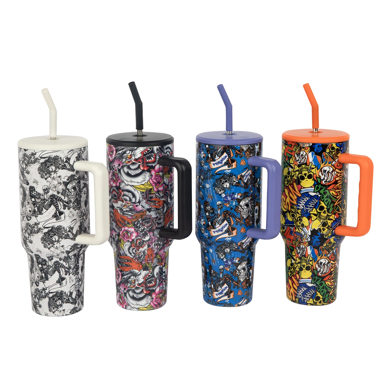 Portable 40 Oz Vaccum Tumbler With Handle And Straw Lid Insulated For Kids For School