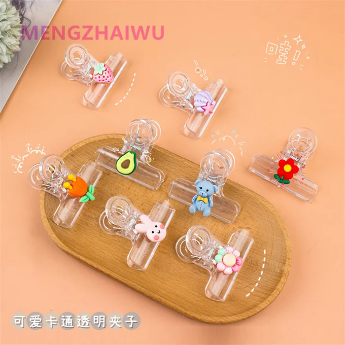South Korea kawaii office supplies and stationery memo clip holder Transparent budget binder clips paper