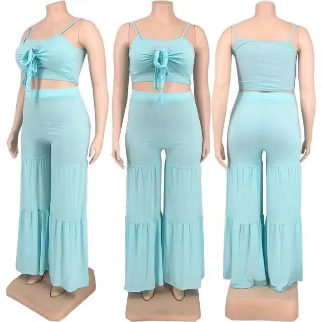 2021 Women Striped Plus Size 2 piece sets Women Outfits Crop Top Pants two pieces sets Summer Clothes for Female