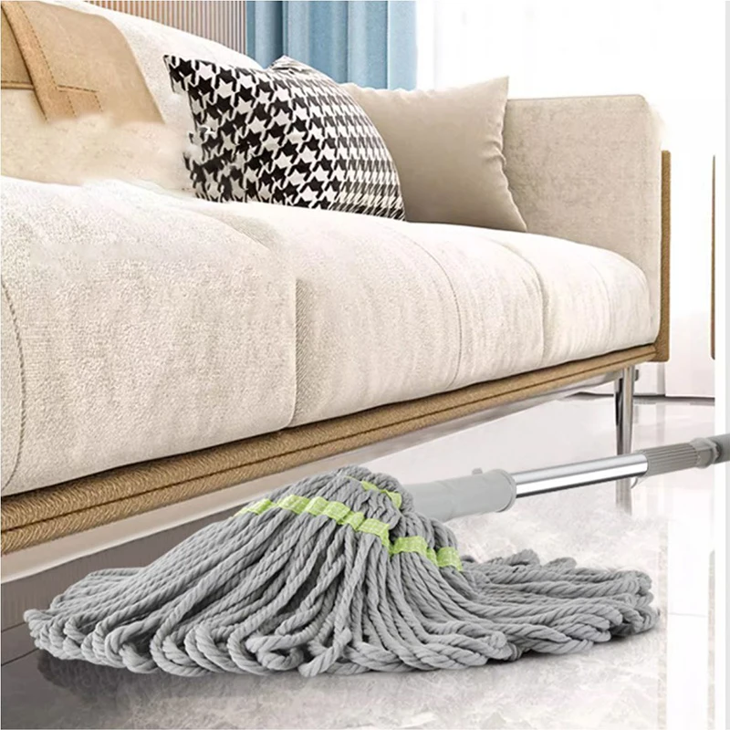 Household Rotatable Microfiber Cotton Mop Long Handle Self-Twisting Washable Water Dust Mop