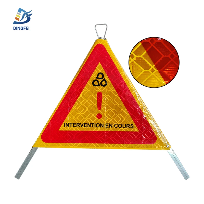 Custom Signal Faltsignal Aufsteller Achtung mit Warnsymbol Warnpyramide Foldable Reflective Tripod Folding Warning Sign