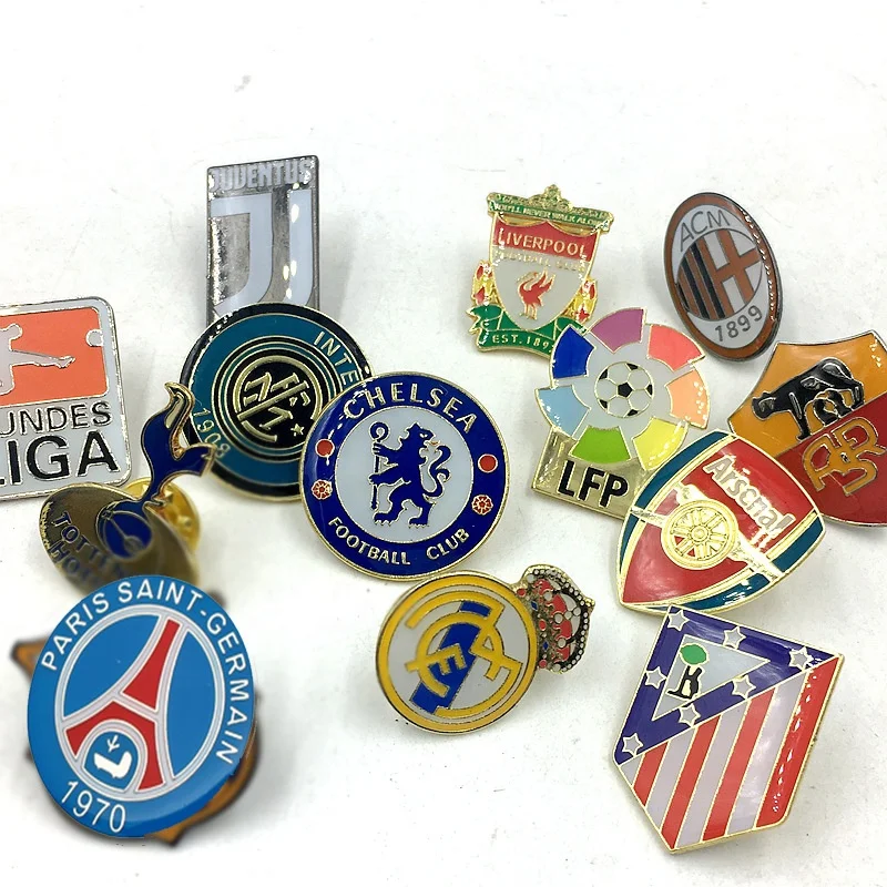 In stock football team badges football club sports lapel pins badges
