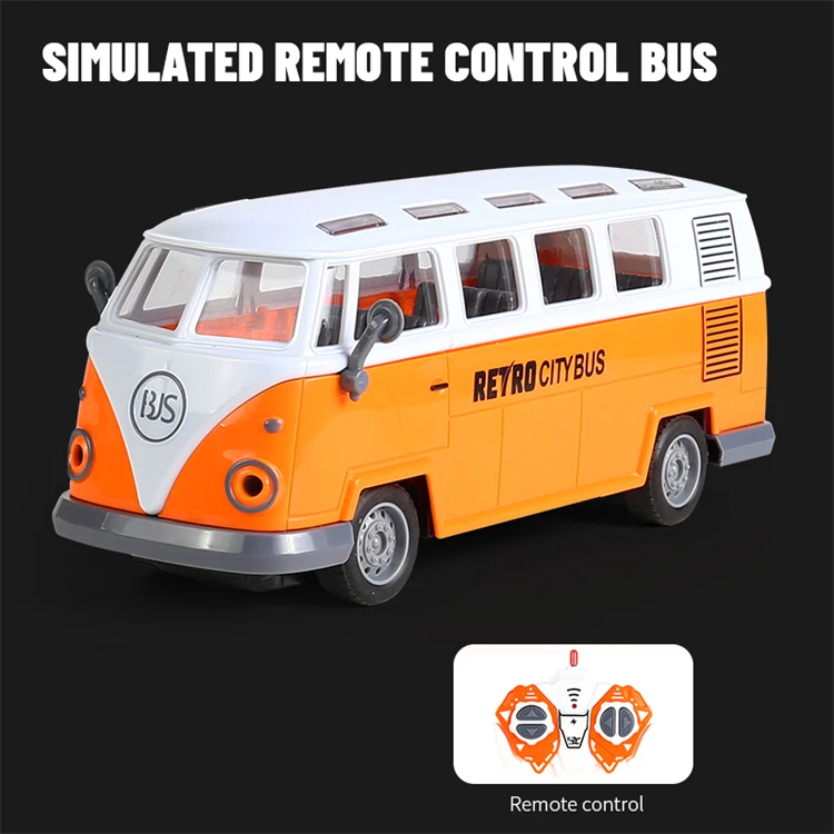 4CH 1 30 open rear door manually high speed vintage bus remote control school sightseeing electric RC toy bus for kid