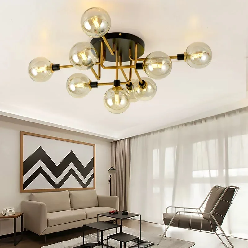 
Modern style decorative hanging vintage large glass chrome nordic gold pendant light ball for hotel project 
