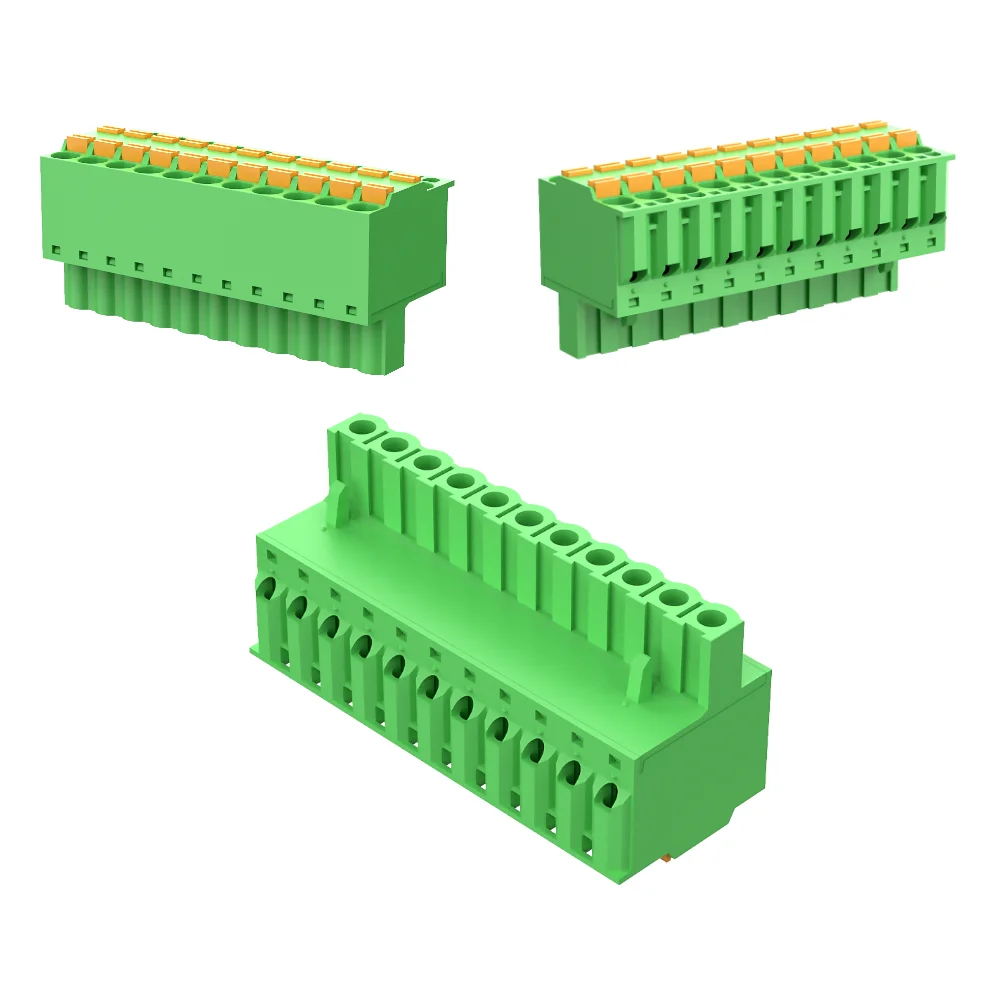JiLN wholesale 5.08 mm pitch 22.1mm width female type straight angle customised pluggable terminal blocks on PCB