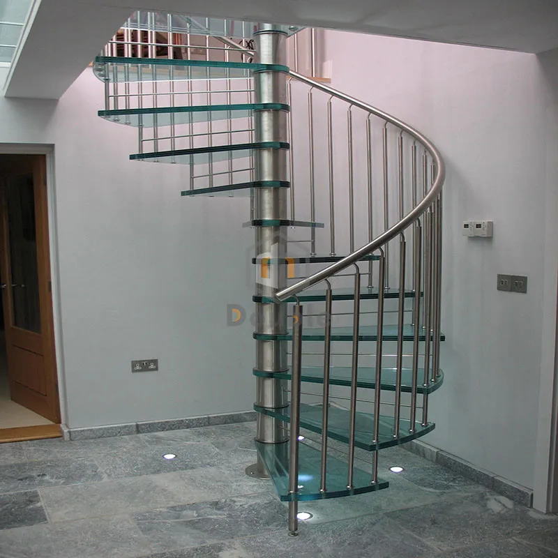 Curved Stairs With Stainless Steel Rod Railing  Curved Stair Glass  Curved Plexiglass Stairs
