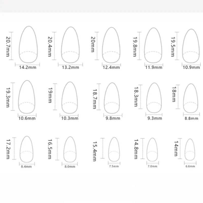 30pcs Bean Sand Small Flowers Almond Coffin Acrylic False Nails Set DIY Salon Faux Nails