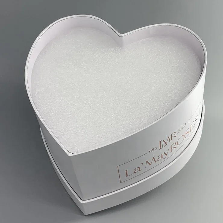 custom heart shape velvet flower gift boxes with rose gold stamping logo