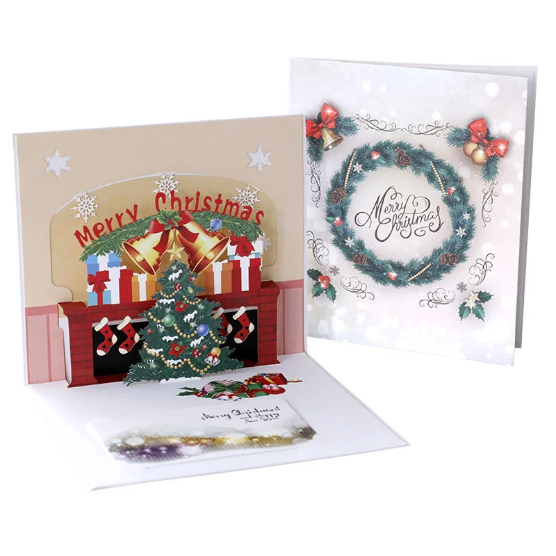  Wholesale Holiday Gifts Christmas Card Luxury Art Paper Decoration 3 D Pop Up Happy New year Thanksgiving Day