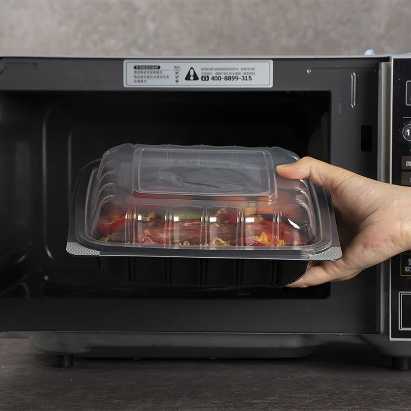 Microwave Safe Take Out Food Containers Restaurant Double Color Clamshell Hinged To Go Food Container