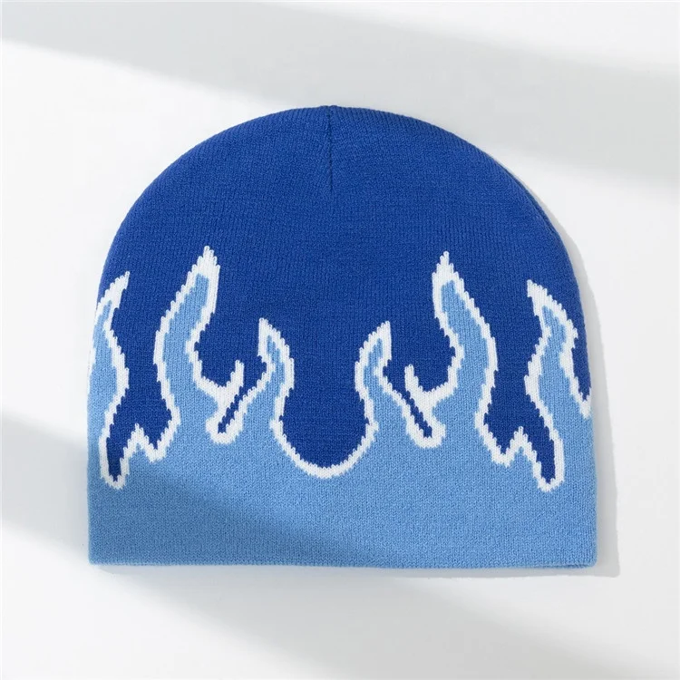 Adult Knitted Flame Pattern Hat Cute Students Outdoor Cycling Skiing Hat Lovely Cold Winter Keep Warm Hat for Couple