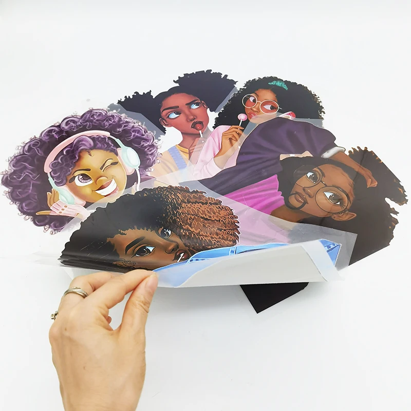 Black girl offset plastisol screen print dtf heat transfers t shirts custom printing heat transfer sticker for clothing