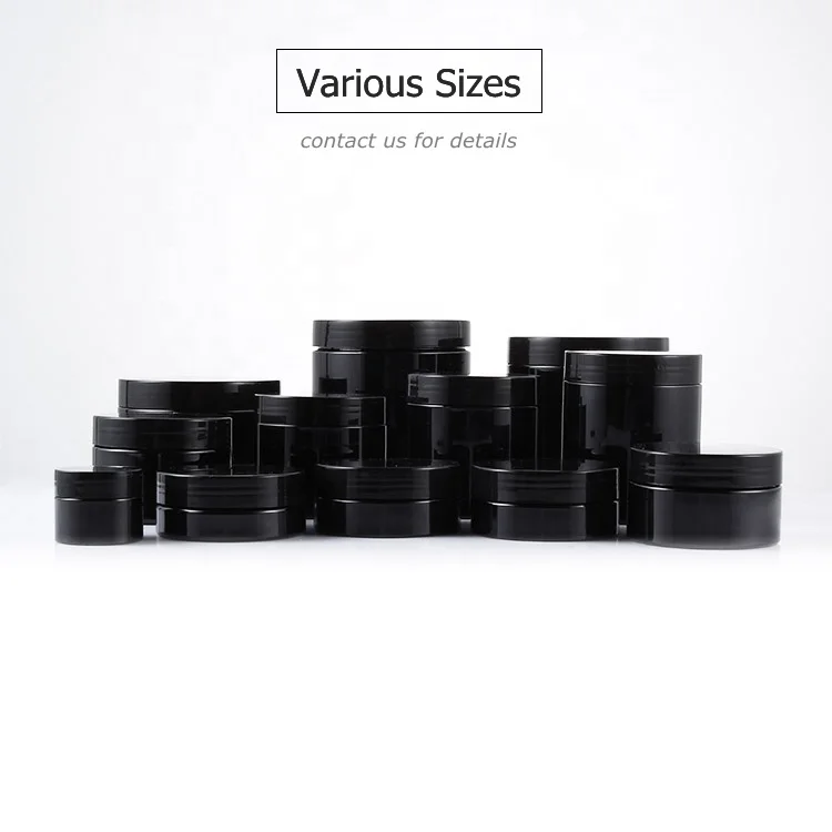 Wholesale Wide Mouth 1oz 2oz 3oz 4oz 5oz 6oz 8oz black PET plastic jars with lids for food storage, cosmetic packaging container