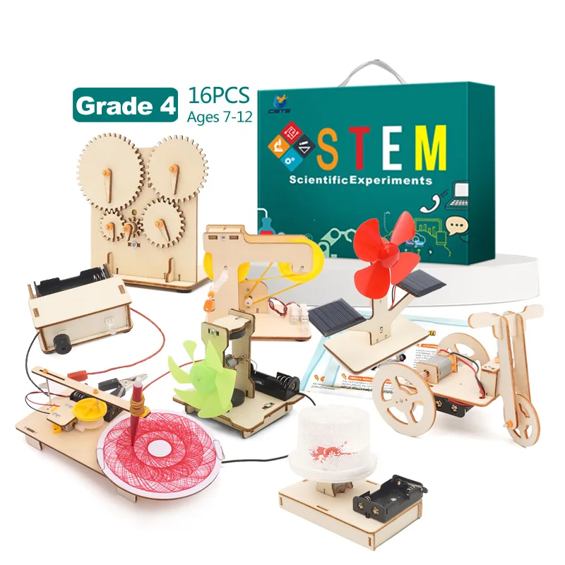 2023 Customized educational Science Fun Wooden Student Kits DIY STEAM Diy Solar STEM Toys