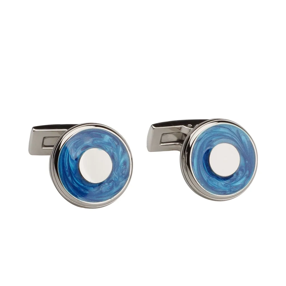 Индивидуальные смешанные синие эмалированные запонки для джентльмена Galaxy для свадьбы