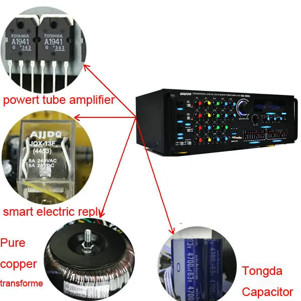KB-203U аудио Pro/DJ ampwith USB/SD/FM радио автомобиль apmlifier dj ламповый
