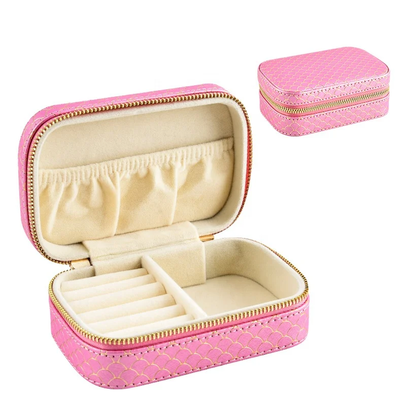 Wholesale Travel Jewelry Box Pu Leather Organizer Portable Jewelry Storage Box For Ring Earring Pendant Packaging With Pocket