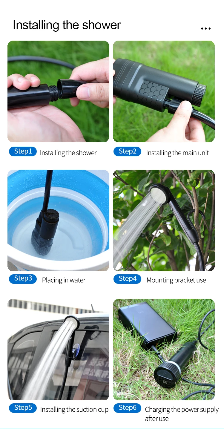 Big Capacity Battery Powered Shower Outdoor Garden Shower for Electric Shower Camping