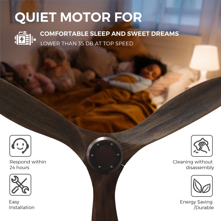 Factory direct dc ceiling fans prices timer select 5 speed tuya wifi smart wooden ceiling fan with remote