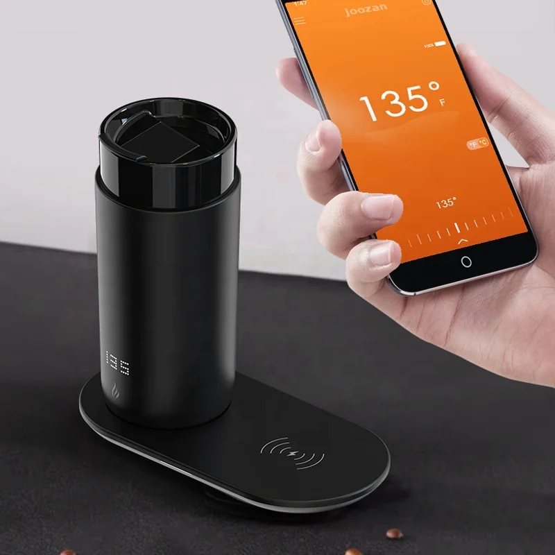 Custom Smart Water Tumbler Travel Sublimation Double Wall Stainless Steel Vacuum Insulated  Coffee Mug with Wireless Charging