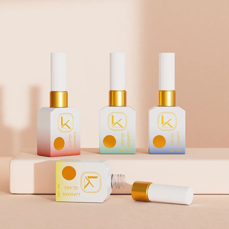 Custom Logo Luxury Nail Polish Glass Bottles New Design Empty White Nude Gel Bottle With Brush