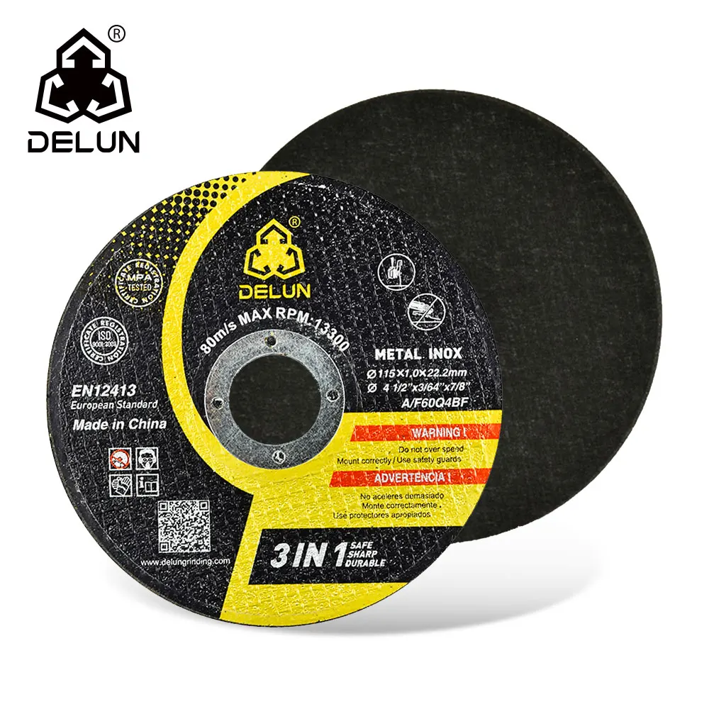 DELUN Supplier High Quality  4.5Inch 115mm  Abrasive Cutting Disc High End for Angle Grinder with Inox Metal