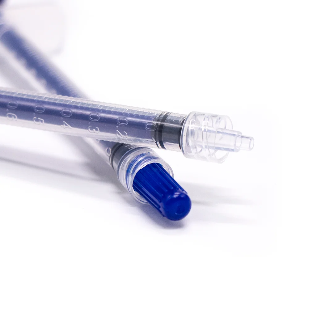 Cheap price and good quality blue medical dental 1ml pp plastic syringe easy to use