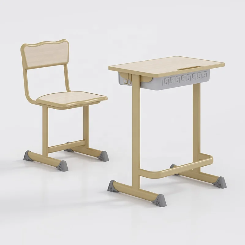 Elementary school furniture simple design cheap price single student study desk with chair