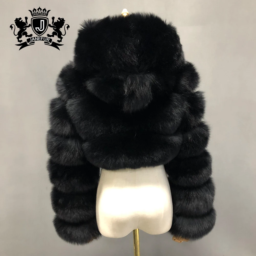 New Design Long Sleeve Fur Coat Ladies Midriff Short Real Fox Fur Coat Fancy Short Coat