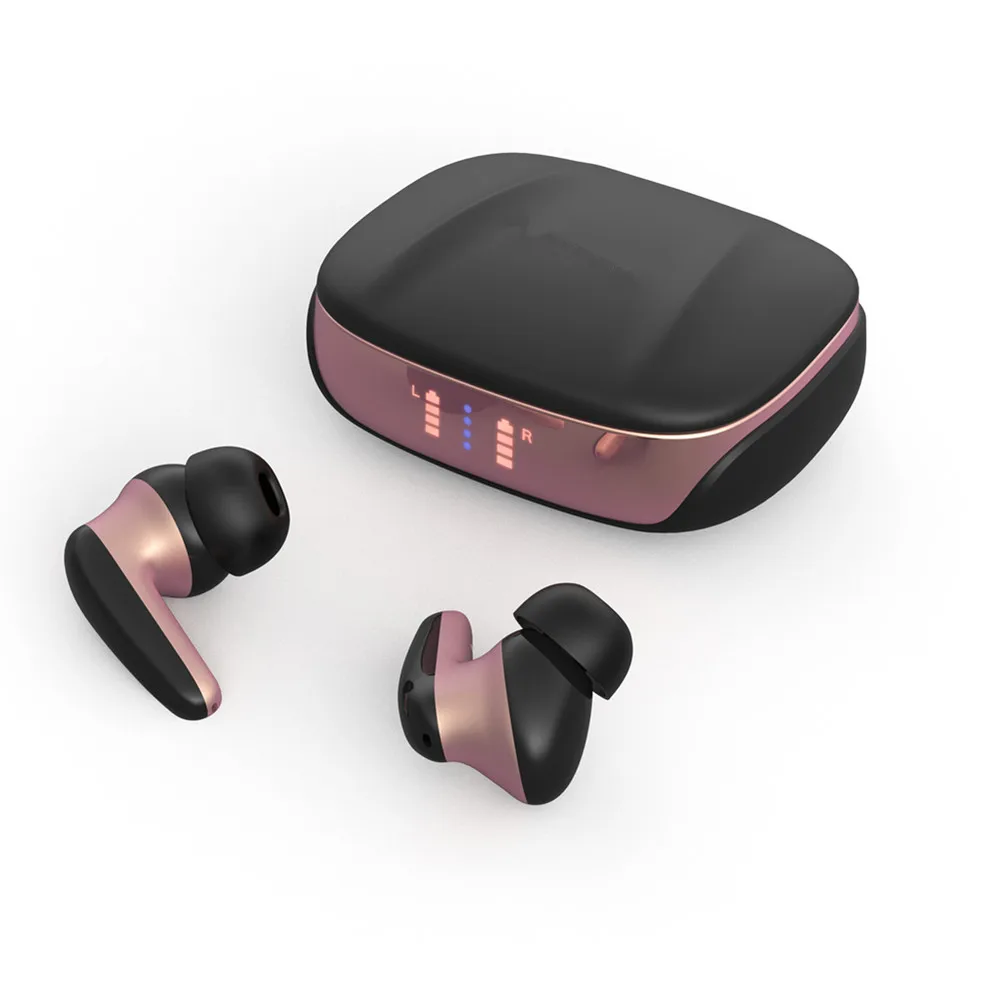 waterproof true tws wireless earbuds with charging case type c charge two earphone hands free touch control for ANC