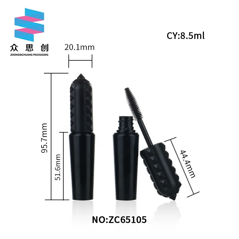 14.7ml sharp lid cosmetic plastic bottle mascara tube black matte mascara luxury empty tube hair wax stick container with brush