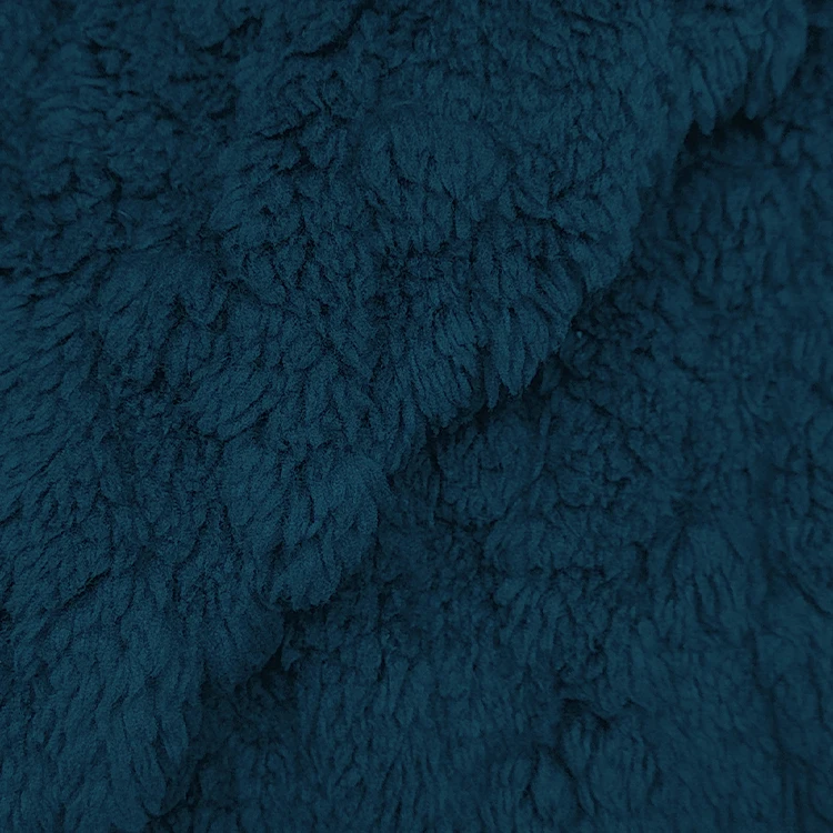 Custom Design Pattern Sherpa Fur Fabrics Polyester Material, Factory Wholesale Embossed Polyester Bonded Sherpa Fabric/