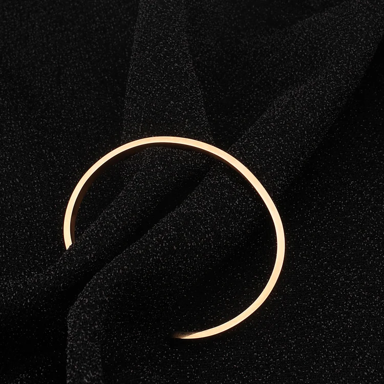 Women Fashion Stainless Steel 18K Gold Plated Jewelry Machine Engrave Cuff Bangle Bracelet