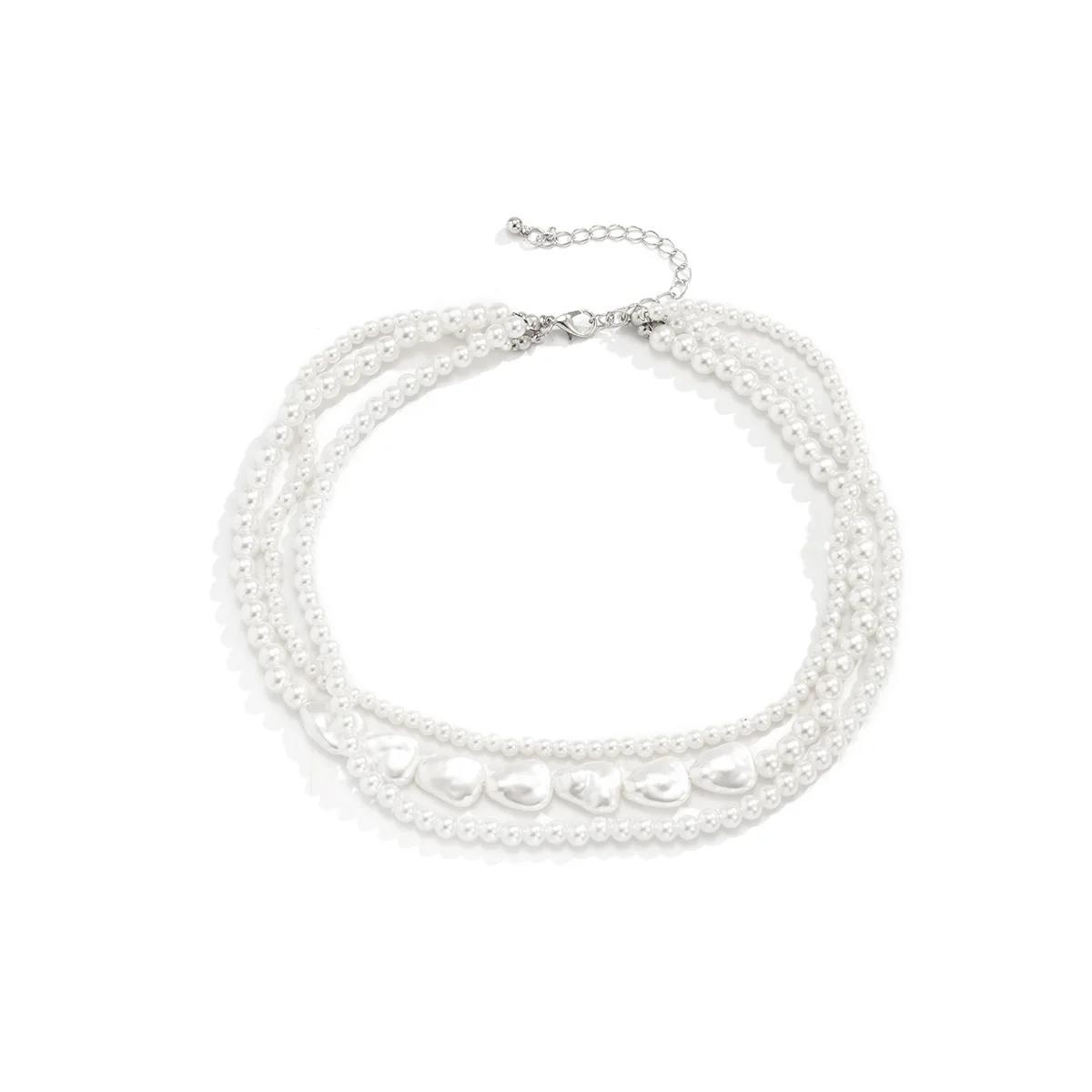 Dainty Elegant Chunky Chain Statement Jewelry Necklace White Imitation Pearl Layered Necklaces For Women