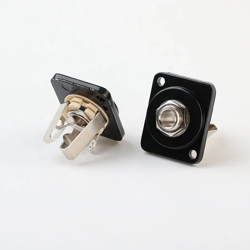 6.35mm stereo female zinc alloy shell screw hole soldering pin audio & video d type connectors